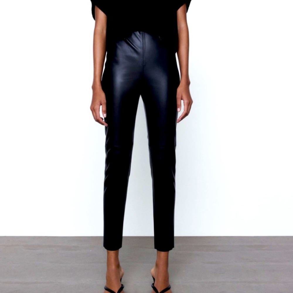Zara Faux Leather High-Waisted Leggings